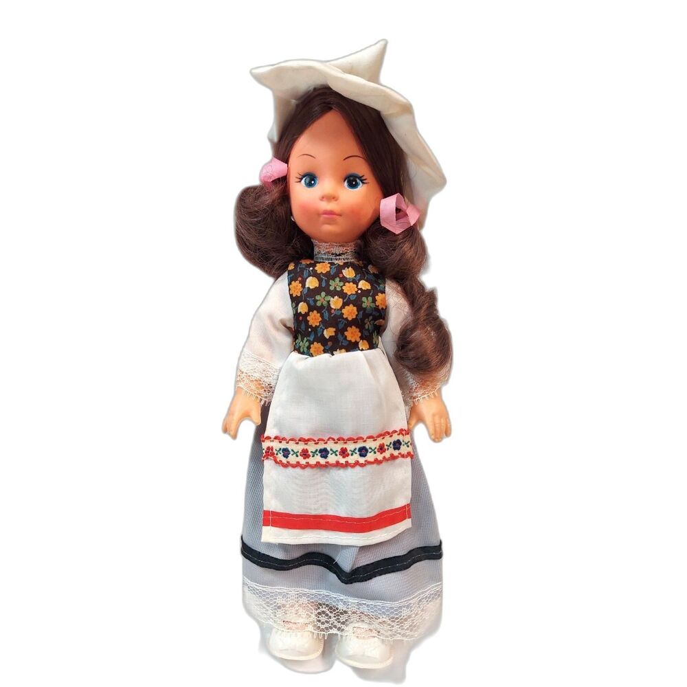 Dolls of All Nations Hong Kong 10" vintage with hat Blue Dress European Outfit